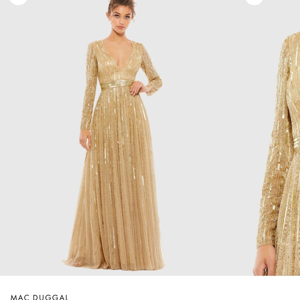 Mac Duggal Shimmering Gold Evening Gown